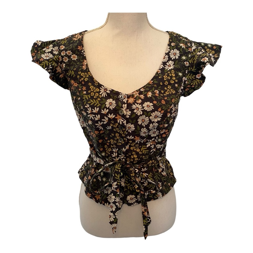 Current air floral cropped blouse